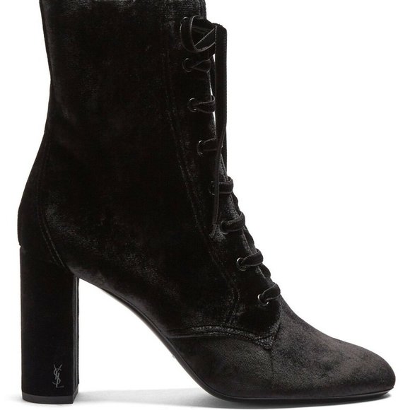 Saint Laurent LouLou Velvet Lace-Up Boot 38.5 - Picture 4 of 5